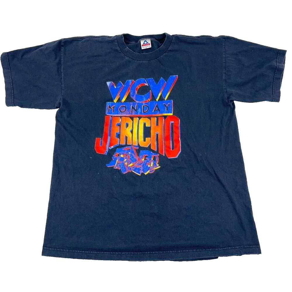 VIntage WCW Shirt Men XL Black Tee Chris Jerico Nitro Wrestling 90s Adult Faded